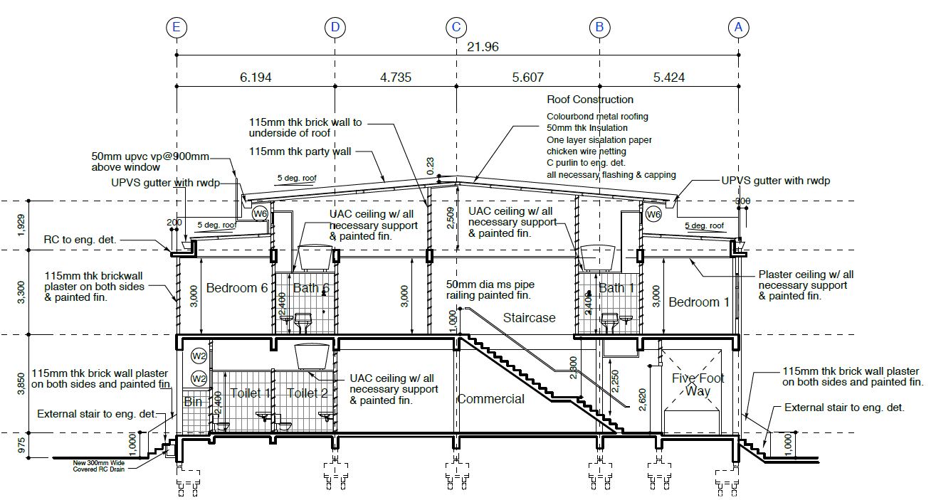 Structural engineering drawing for current double-storey commercial project